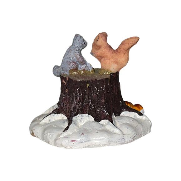 Lemax Chipmunks 72539 Christmas Village Accessory Accent Tree Stump Snow - Picture 6 of 12